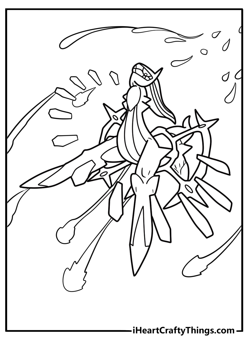 Arceus floating in a divine light free printable coloring page