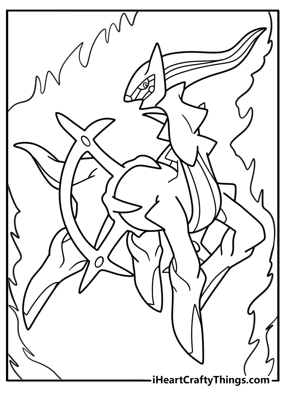 Arceus transforming into fire type form coloring sheet
