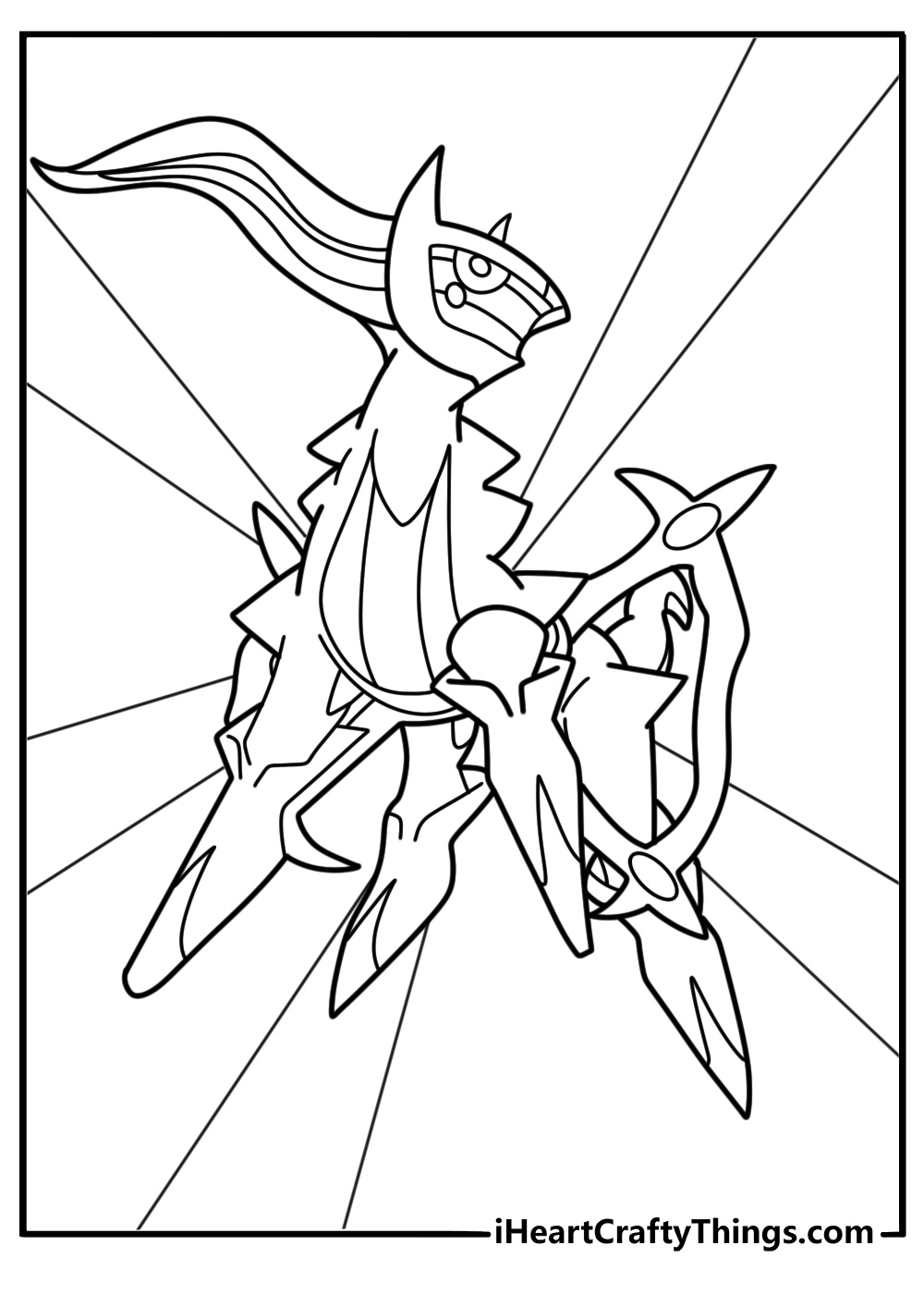 Arceus using power against a dark sky free printable coloring page
