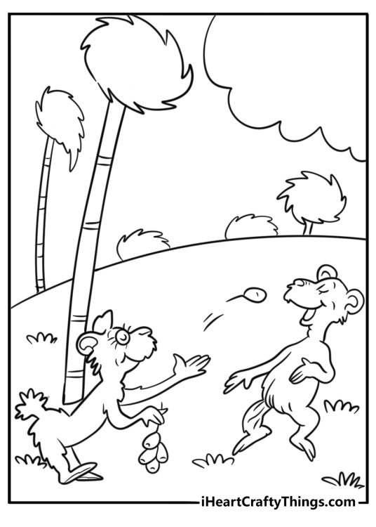 Bar ba loots eating truffula fruit coloring page