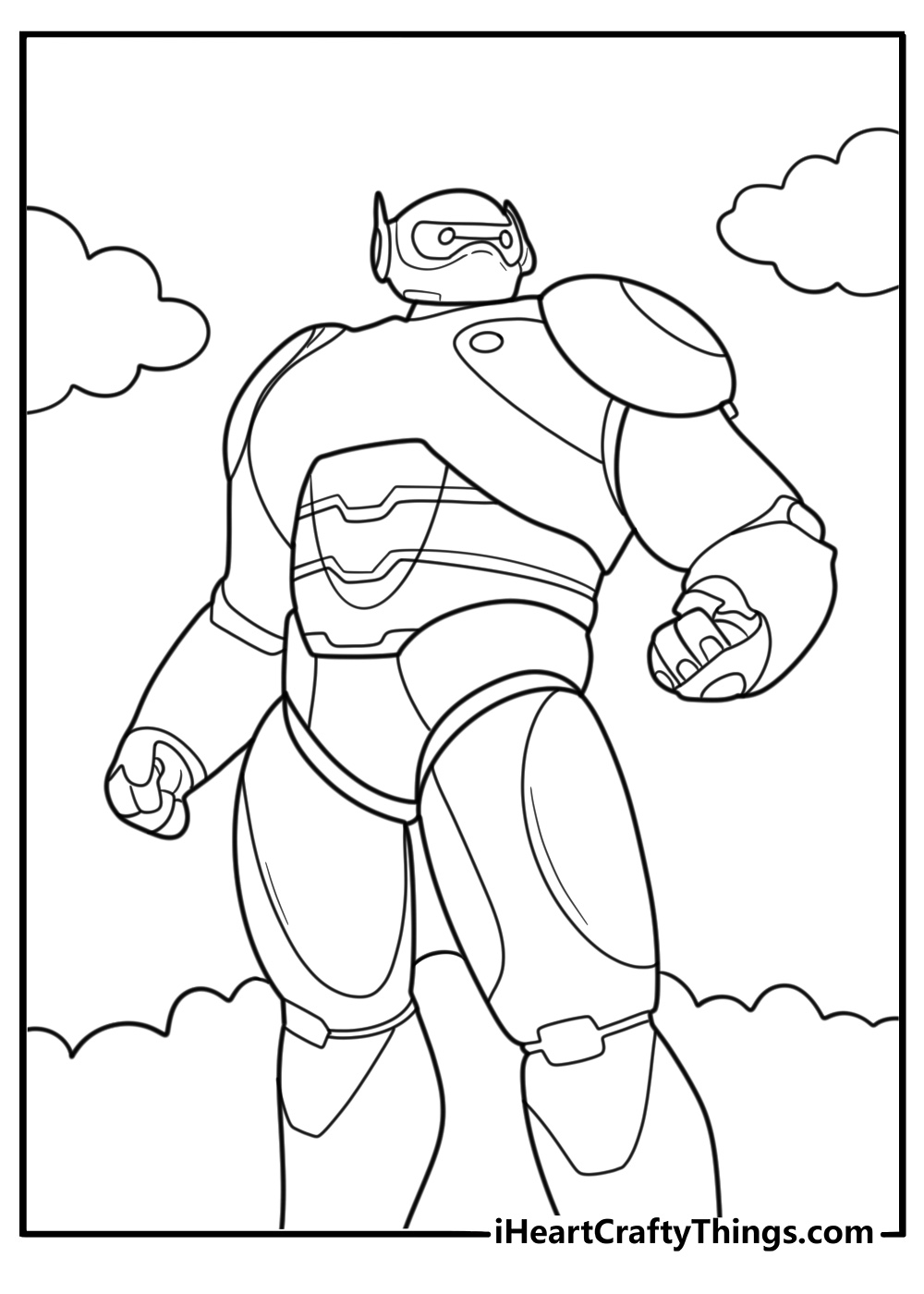 Baymax switching from soft to armored mode coloring page