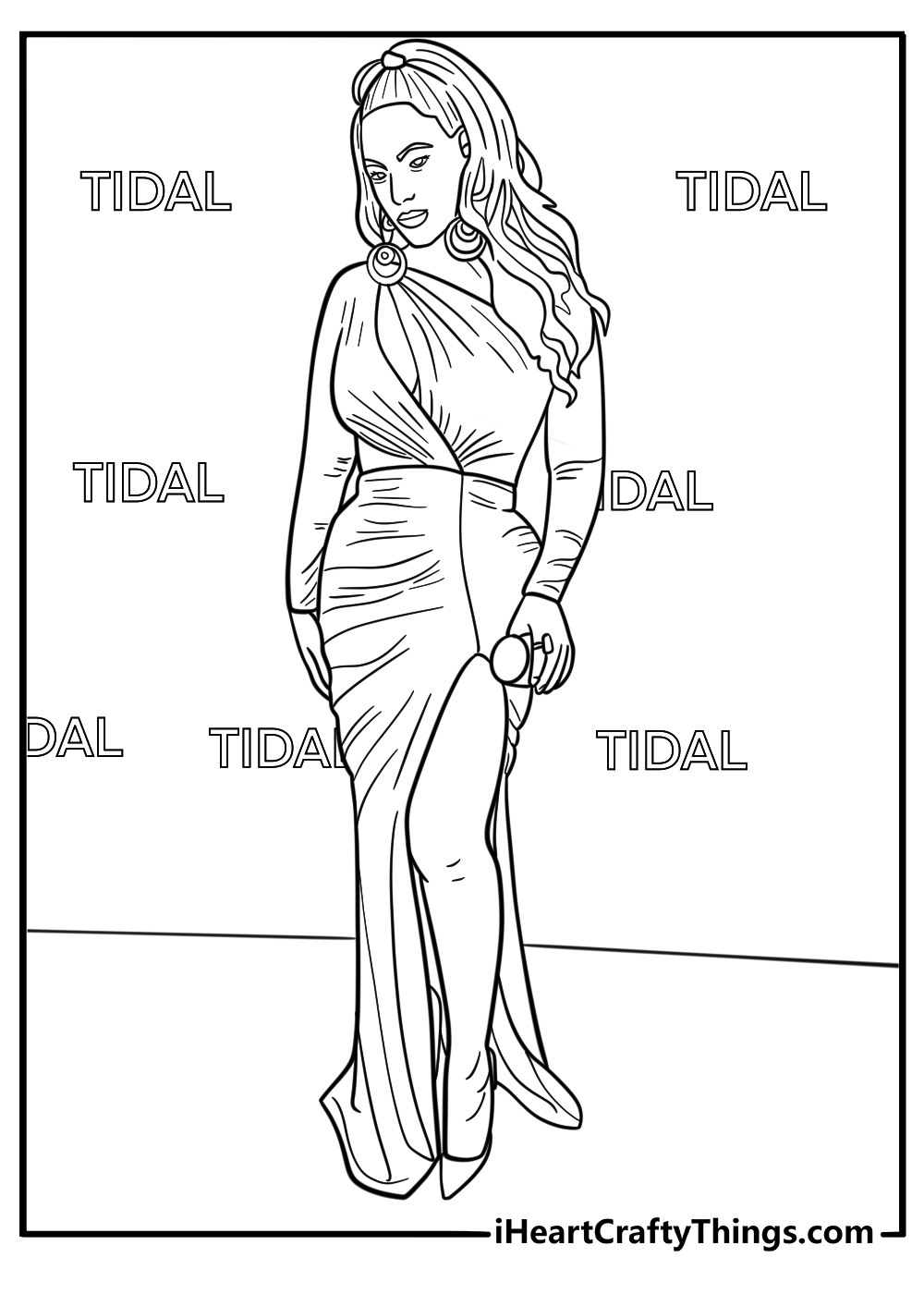 Beyonce at a red carpet event coloring page
