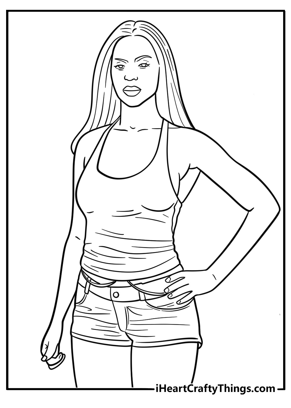 Beyonce in a music video outfit printable coloring sheet