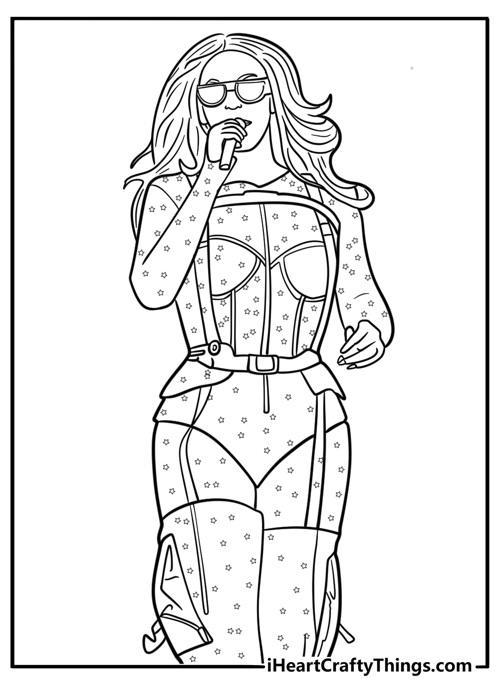Beyonce in a stylish jumpsuit coloring page