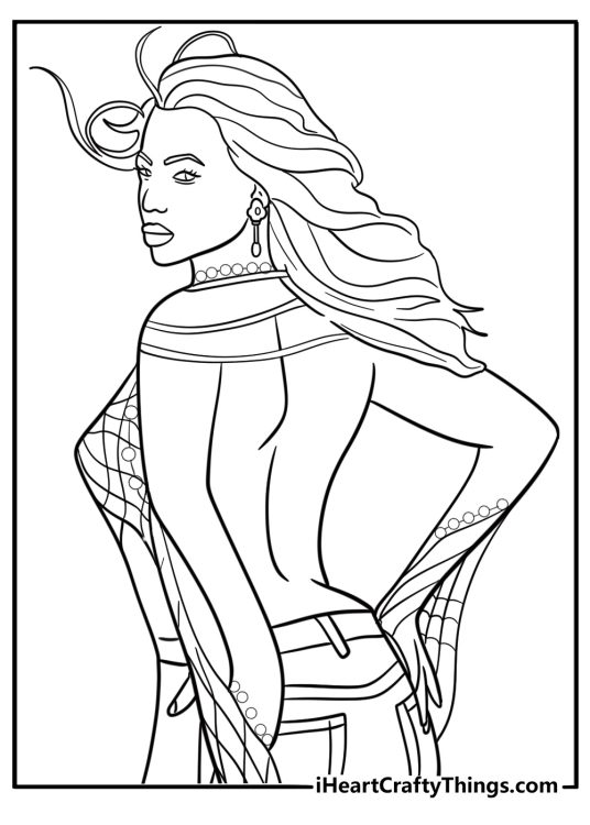 Beyonce in an iconic album look fun coloring sheet