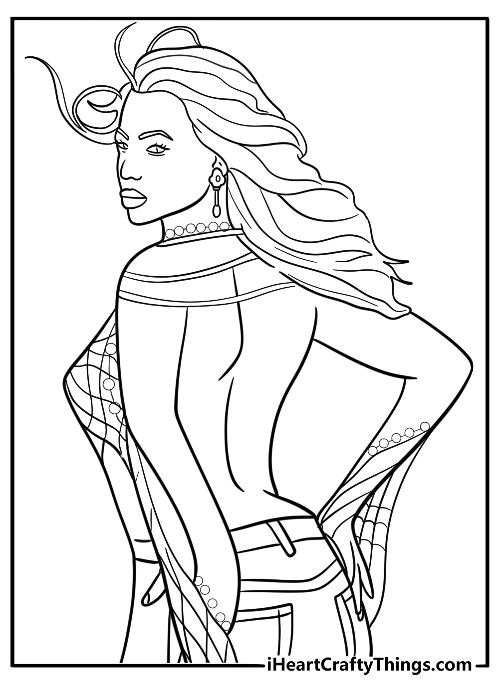 Beyonce in an iconic album look fun coloring sheet