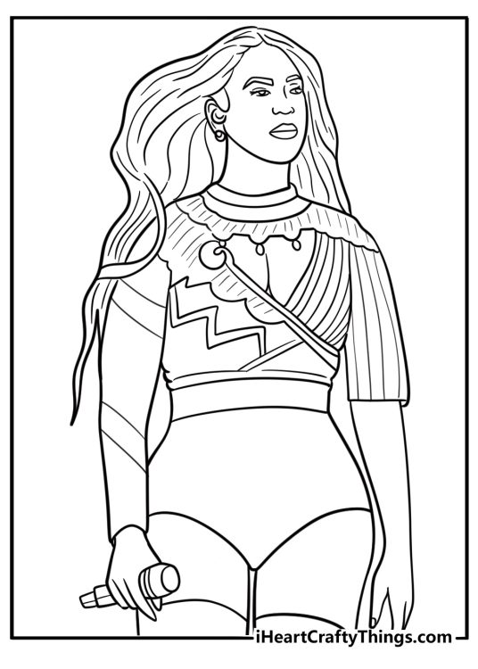 Beyonce wearing a fringe stage outfit printable coloring sheet
