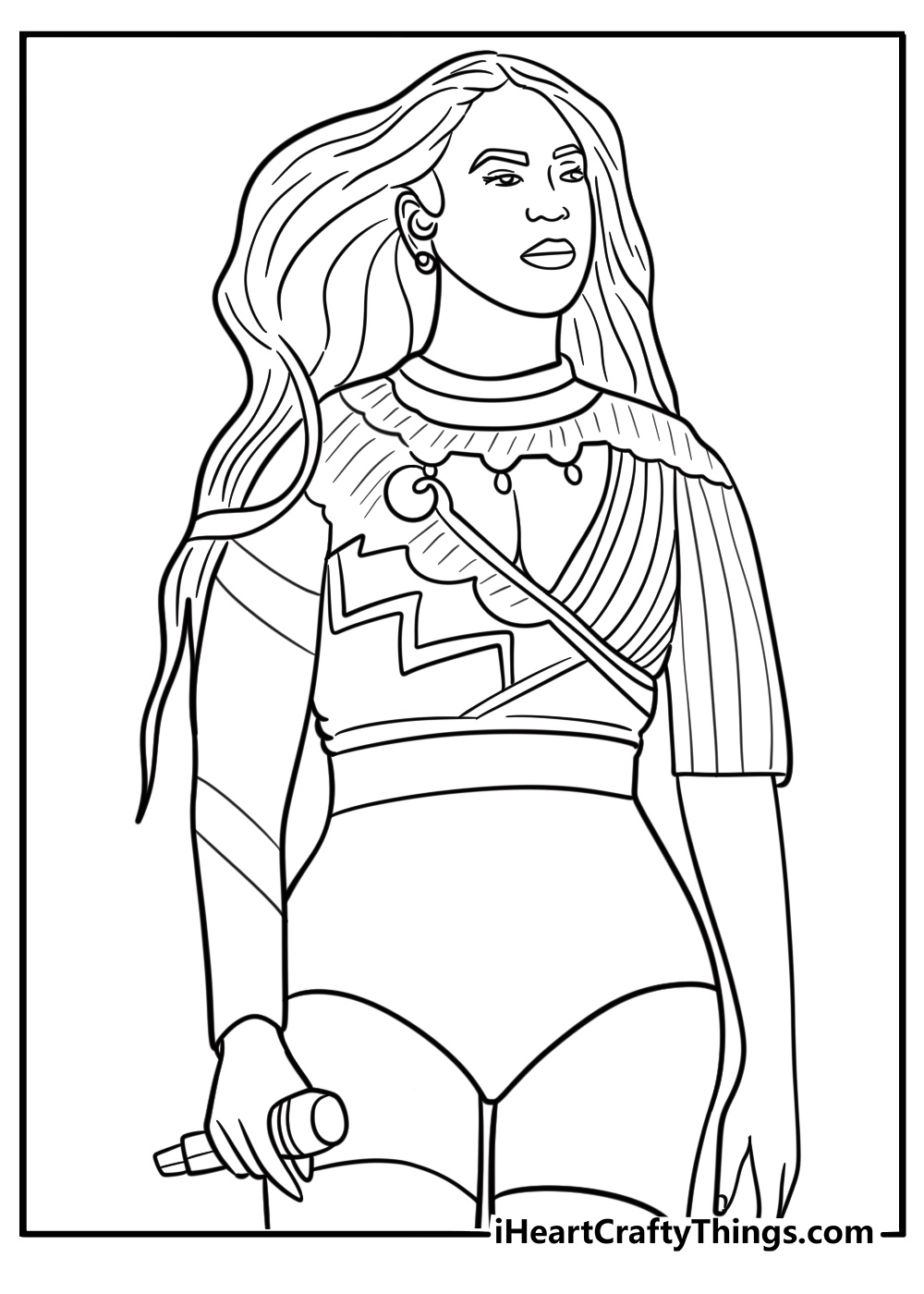 Beyonce wearing a fringe stage outfit printable coloring sheet