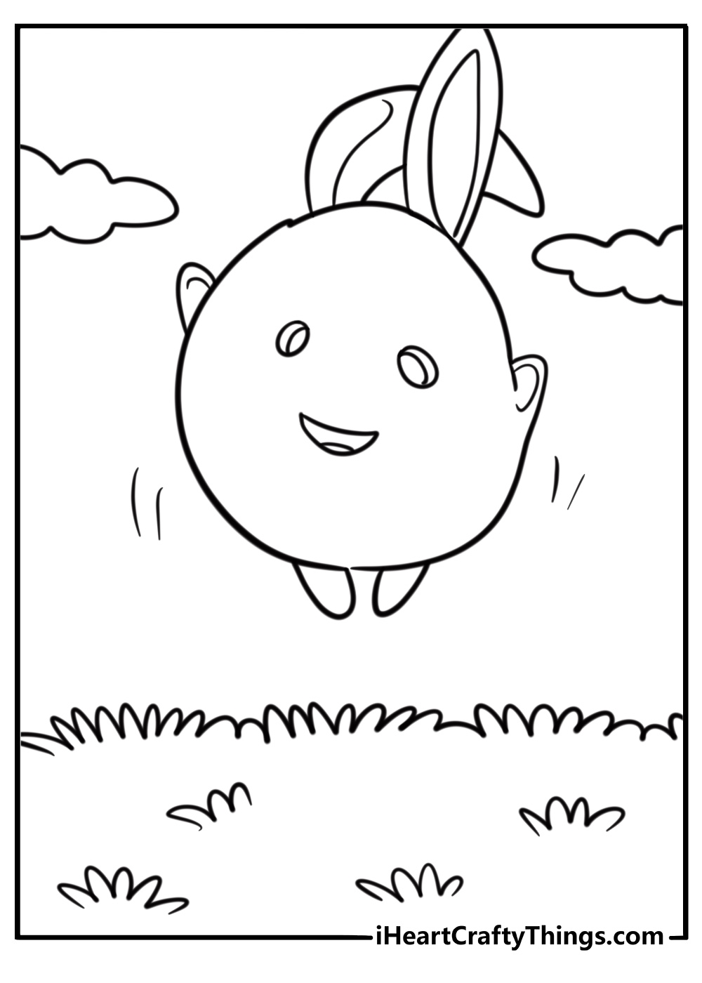 Big Boo bouncing on the grass coloring page