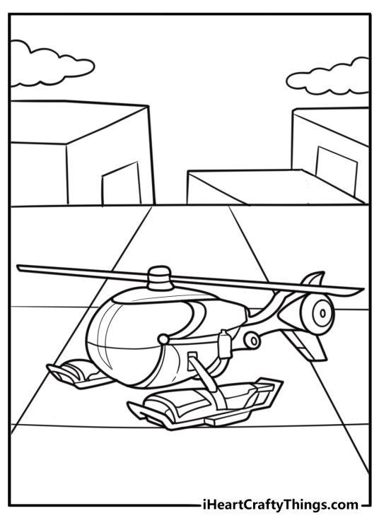 Blades landing on a rooftop coloring page