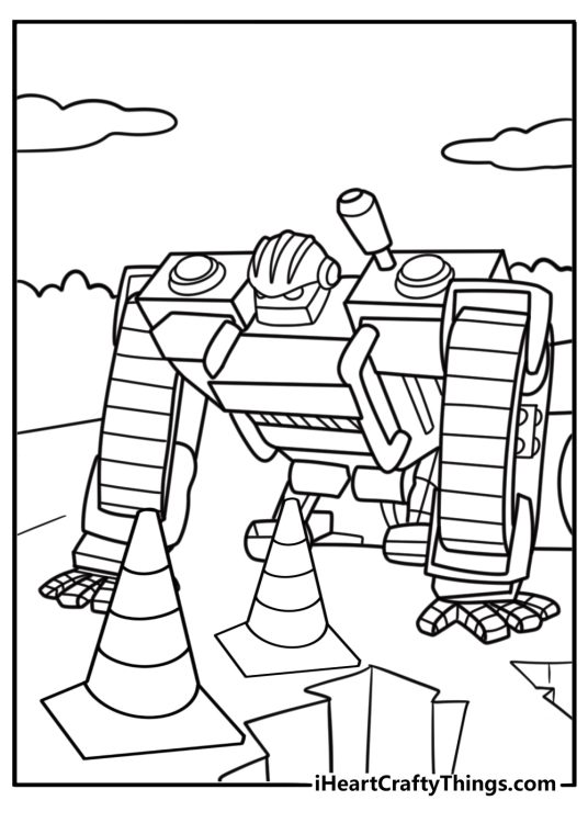 Boulder fixing a broken road coloring page