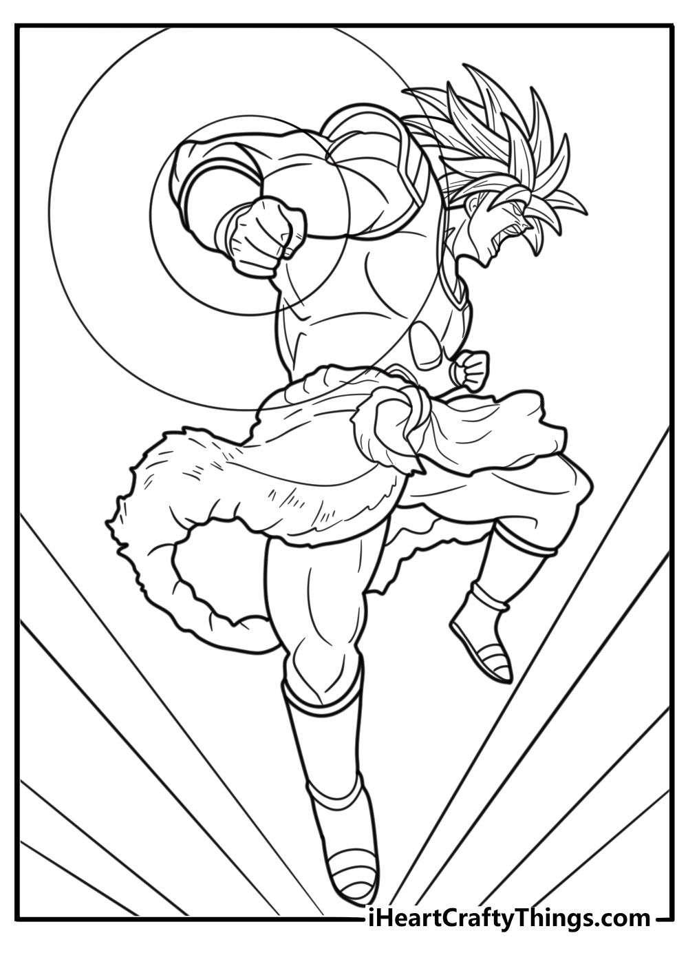 Broly charging through enemy attacks without damage coloring sheet