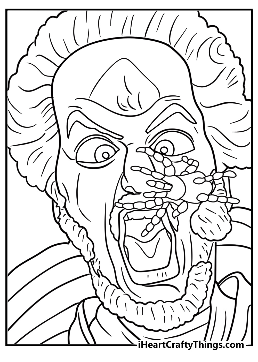 buzz's tarantula crawling on Marv's face coloring page