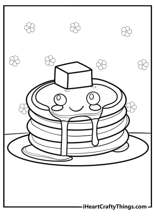 Cartoon pancake with big eyes free coloring page PDF