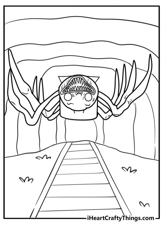Charles crawling upside down on tunnel walls in the dark printable coloring sheet