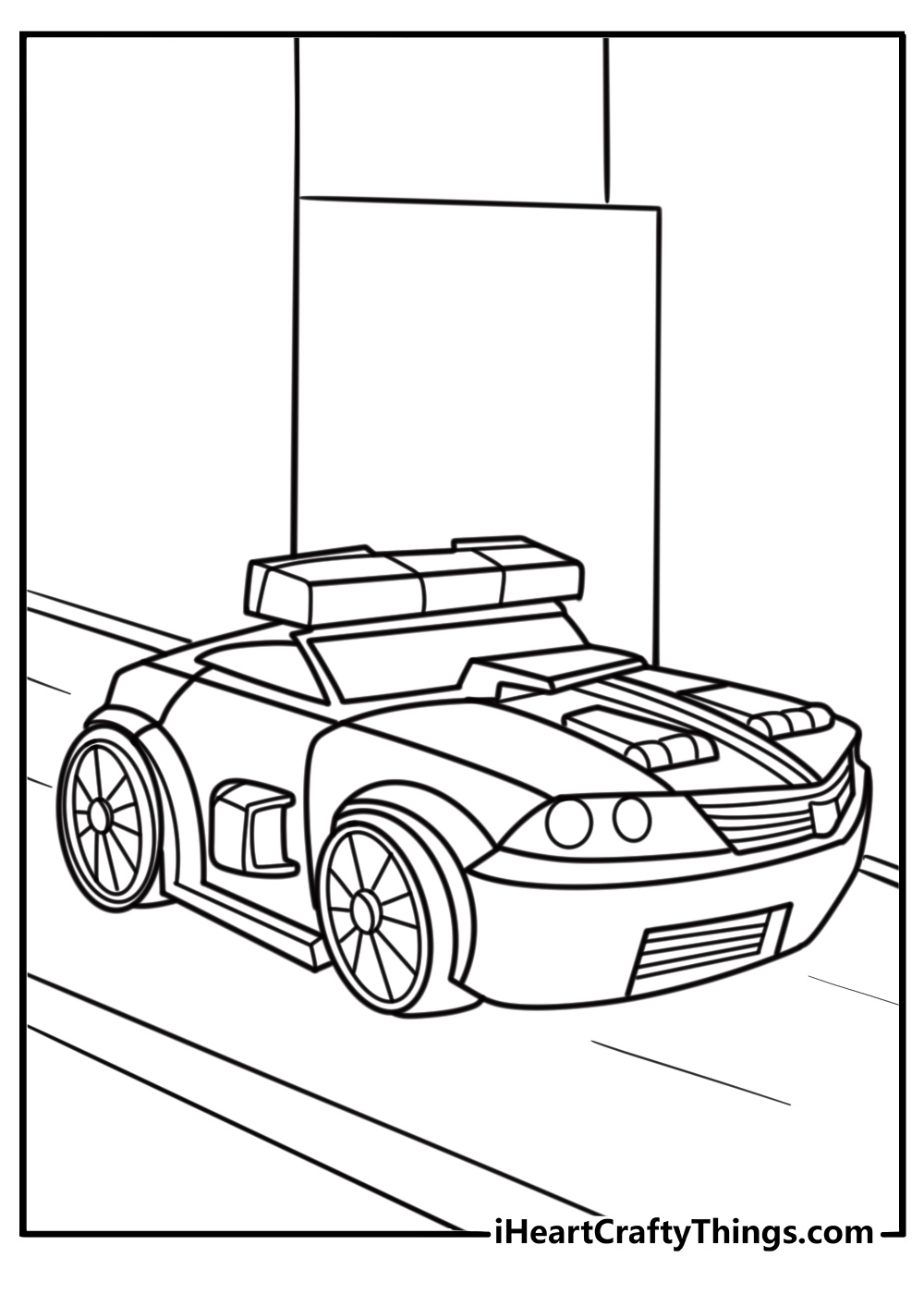 Chase turning on police sirens coloring page