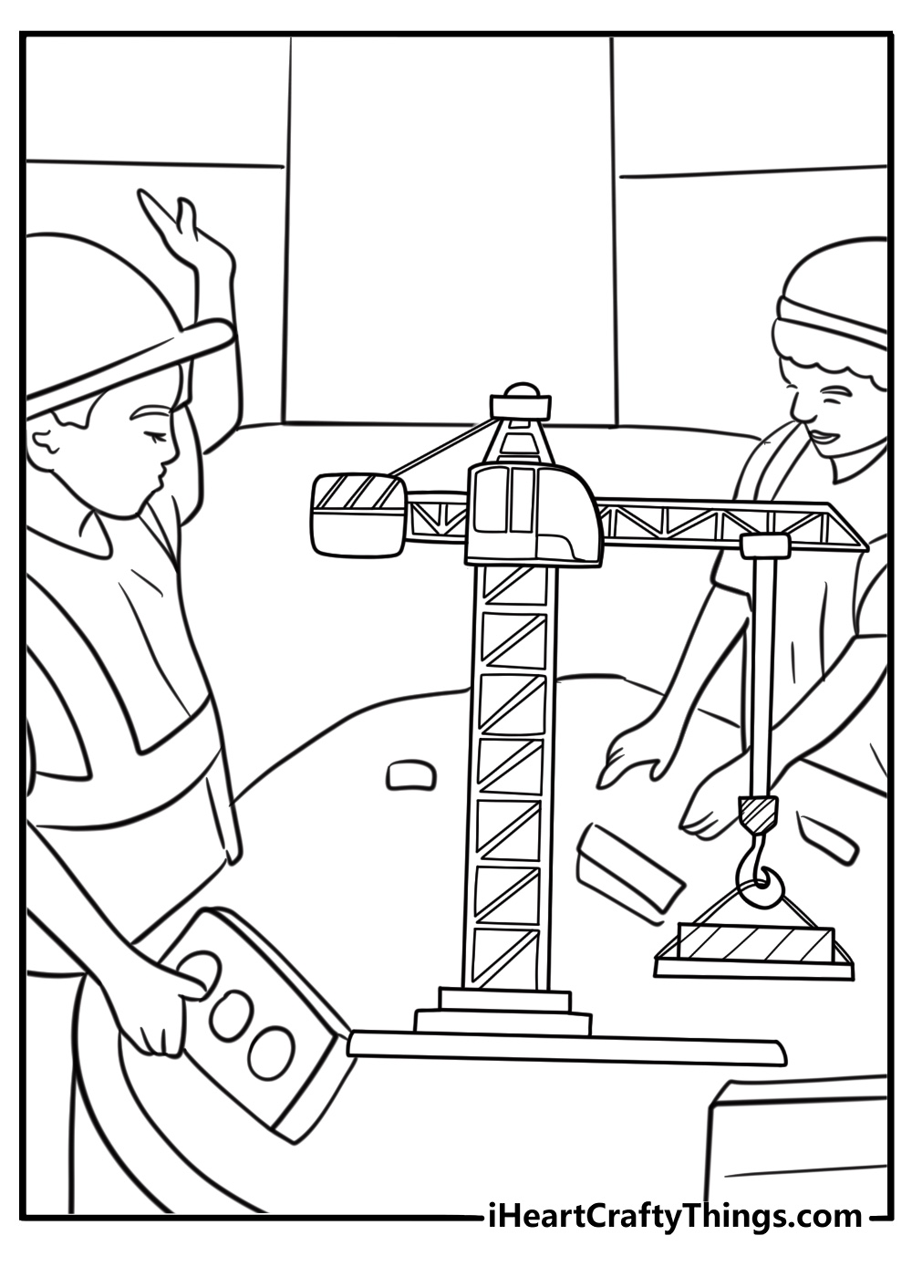 Children learning about workers at school coloring page
