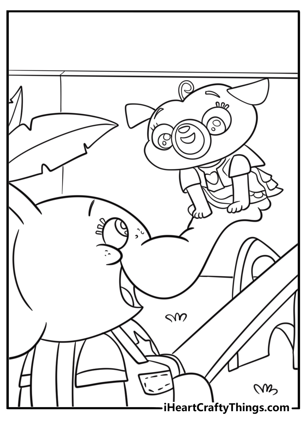 Chip and her friends at the playground coloring sheet