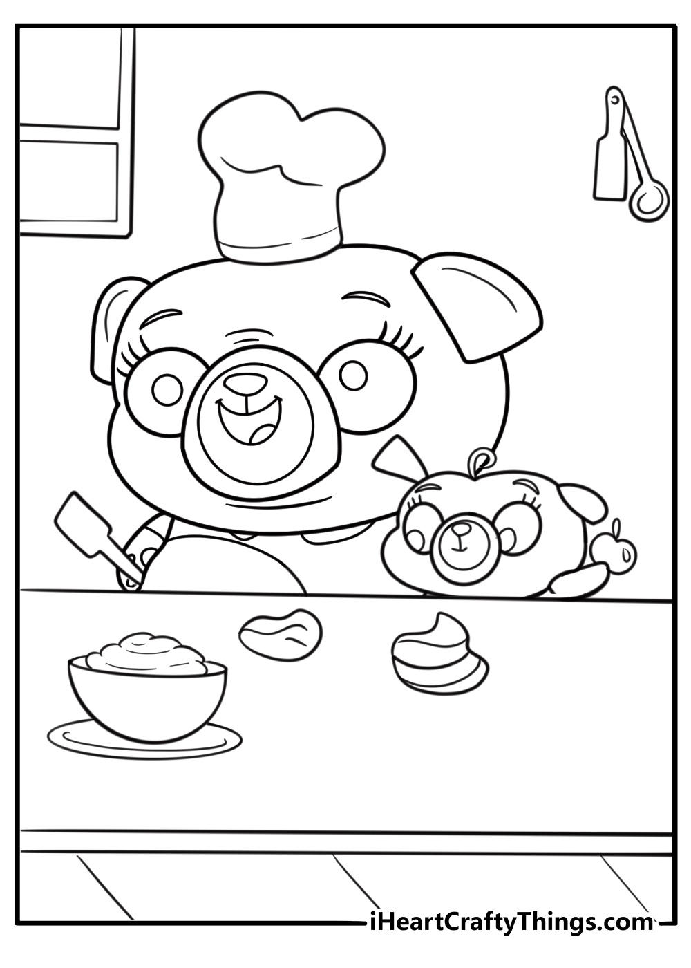 Chip and her mom in the kitchen cooking coloring page