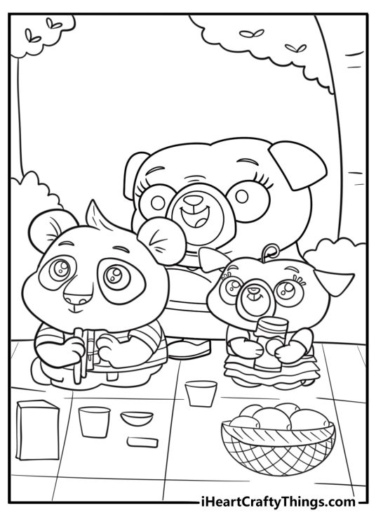 Chip and Potato at a family picnic coloring sheet