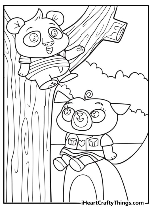 Chip playing with Nico in the playground coloring page