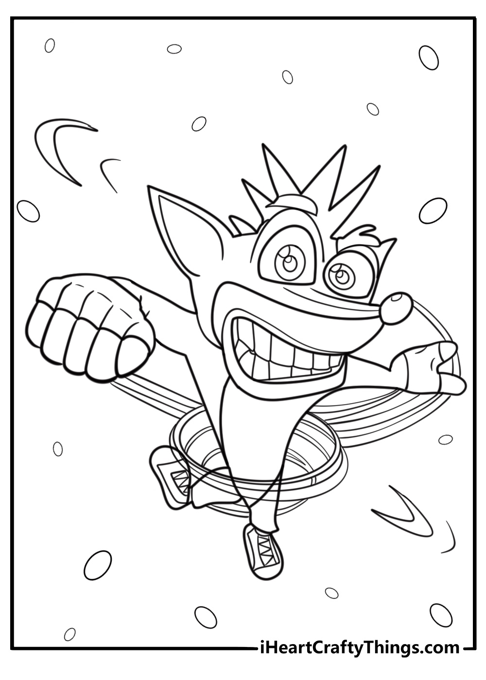 Crash Bandicoot spinning attack coloring page