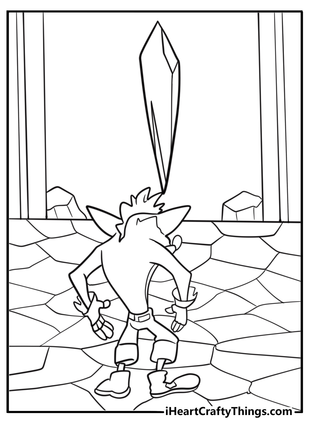 Crash using crystal power in temple level free coloring page