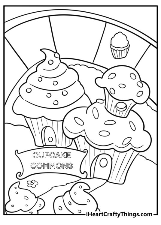 Cupcake commons at the start of the game coloring page