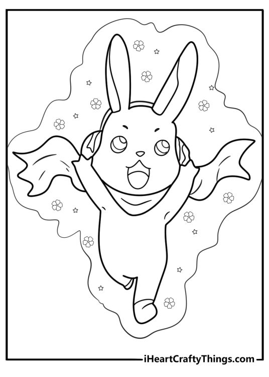 Digimon Cutemon with pink ears and healing power coloring page