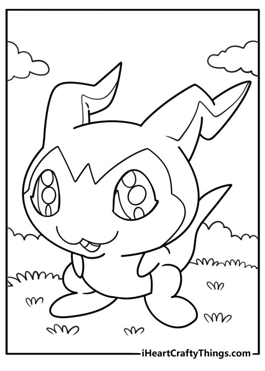Digimon DemiVeemon small and round with big eyes printable coloring page