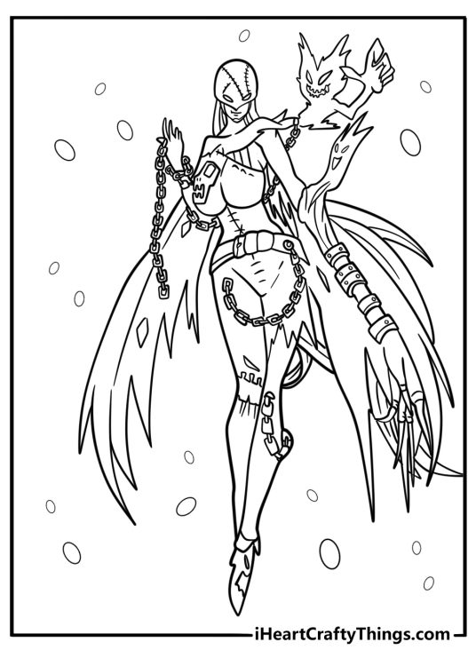 Digimon LadyDevimon with dark wings and claws coloring sheet