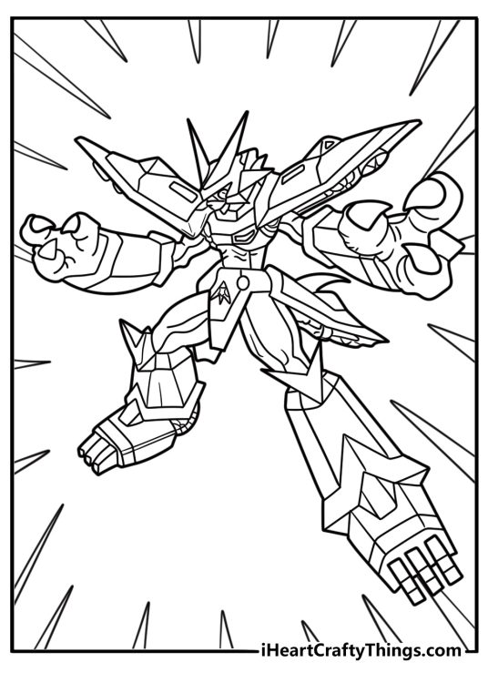 Digimon Magnamon with golden armor and energy aura coloring page