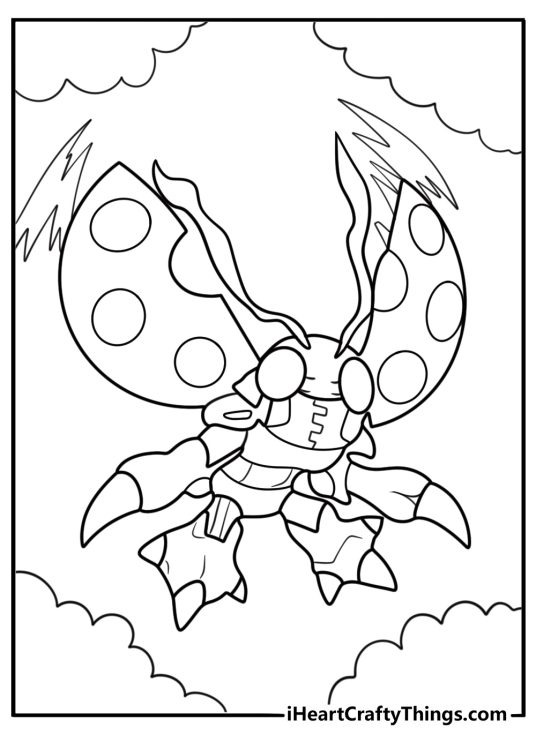 Digimon Tentomon with electric energy on his claws coloring page