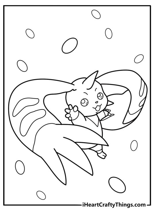 Digimon Terriermon with long ears and small horn printable coloring page