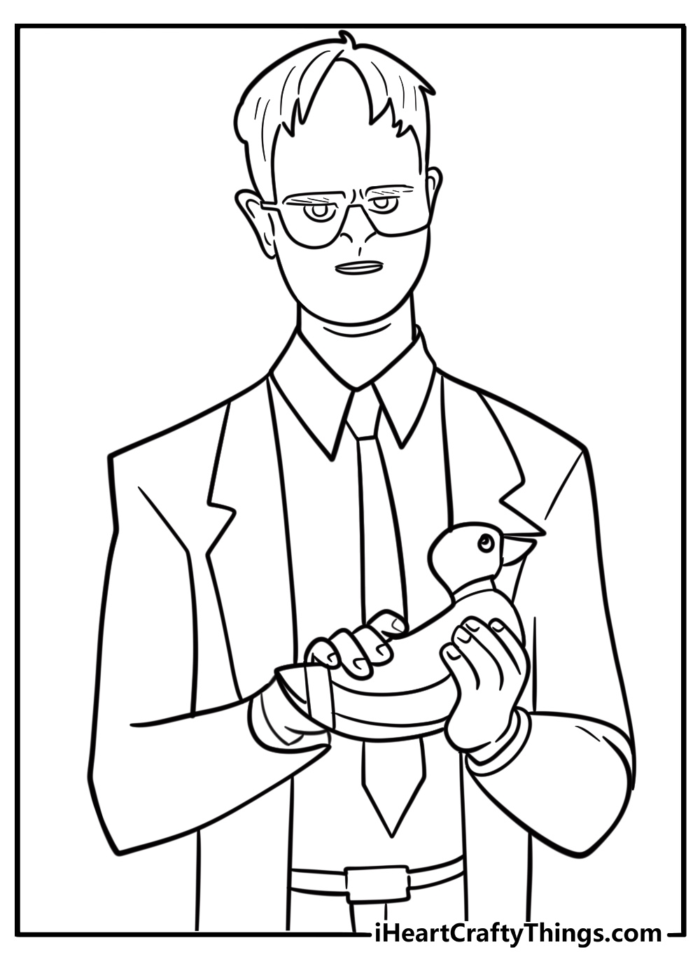 Dwight Schrute with glasses and mustard shirt coloring page