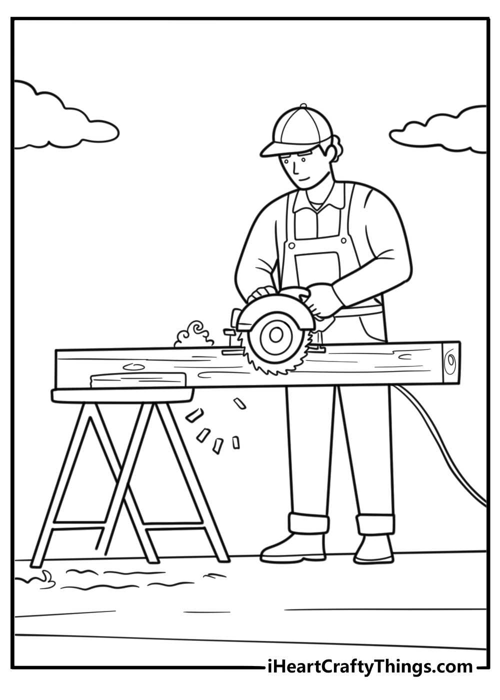 Factory workers operating machinery detailed coloring sheet