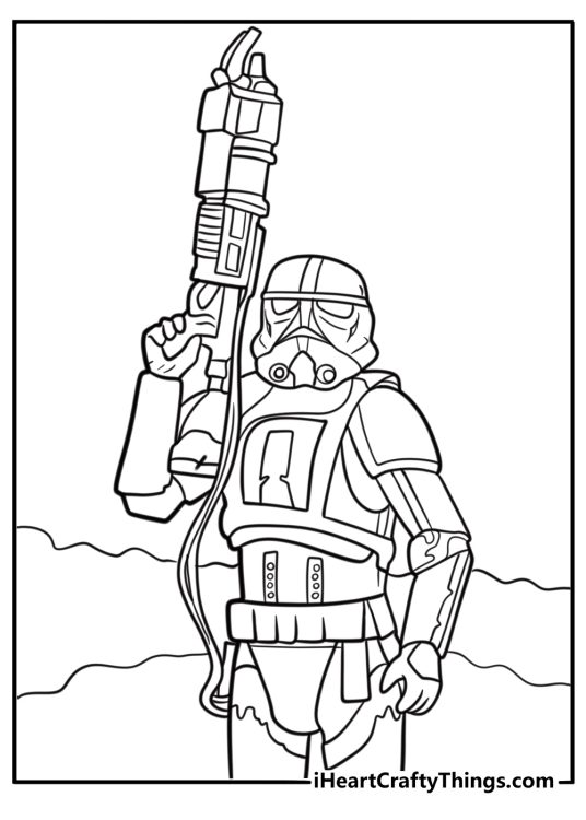 Flametrooper with fire gear coloring page
