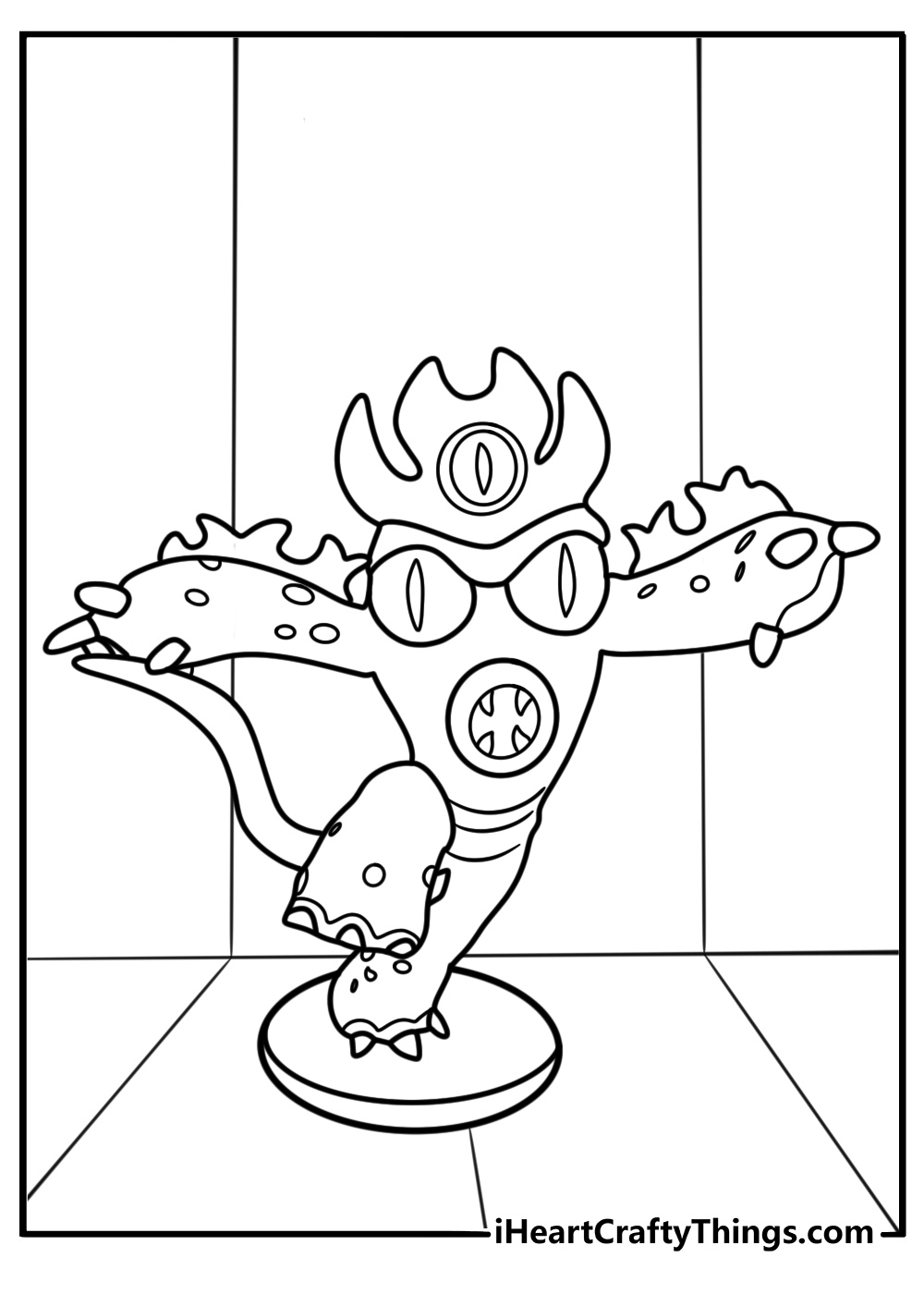 Fred pointing at a villain in his monster suit coloring page