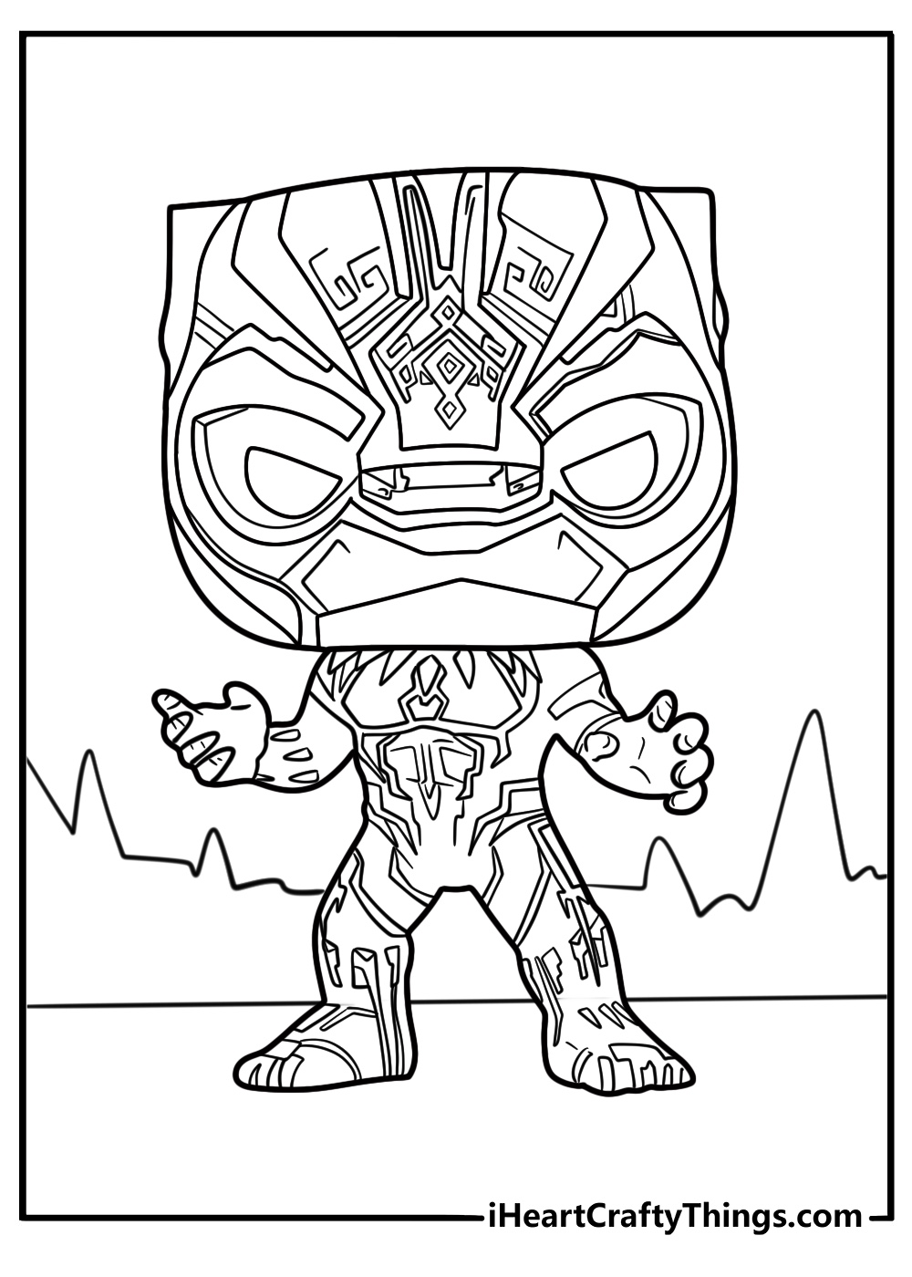 Funko Pop Black Panther with vibranium suit coloring page