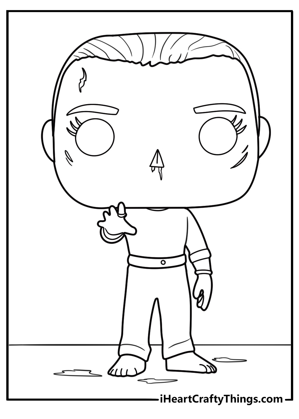 Funko Pop Eleven from Stranger Things with nosebleed coloring page