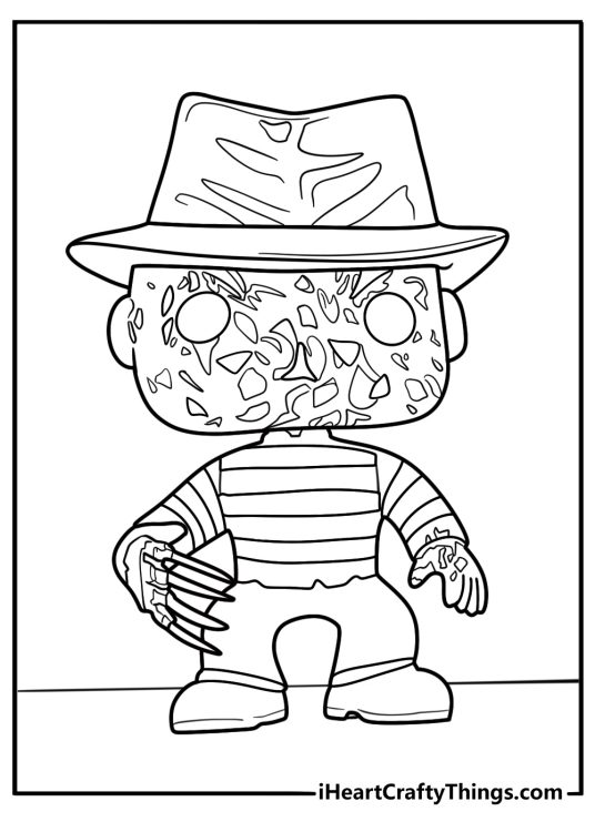 Funko Pop Freddy Krueger with glove coloring page