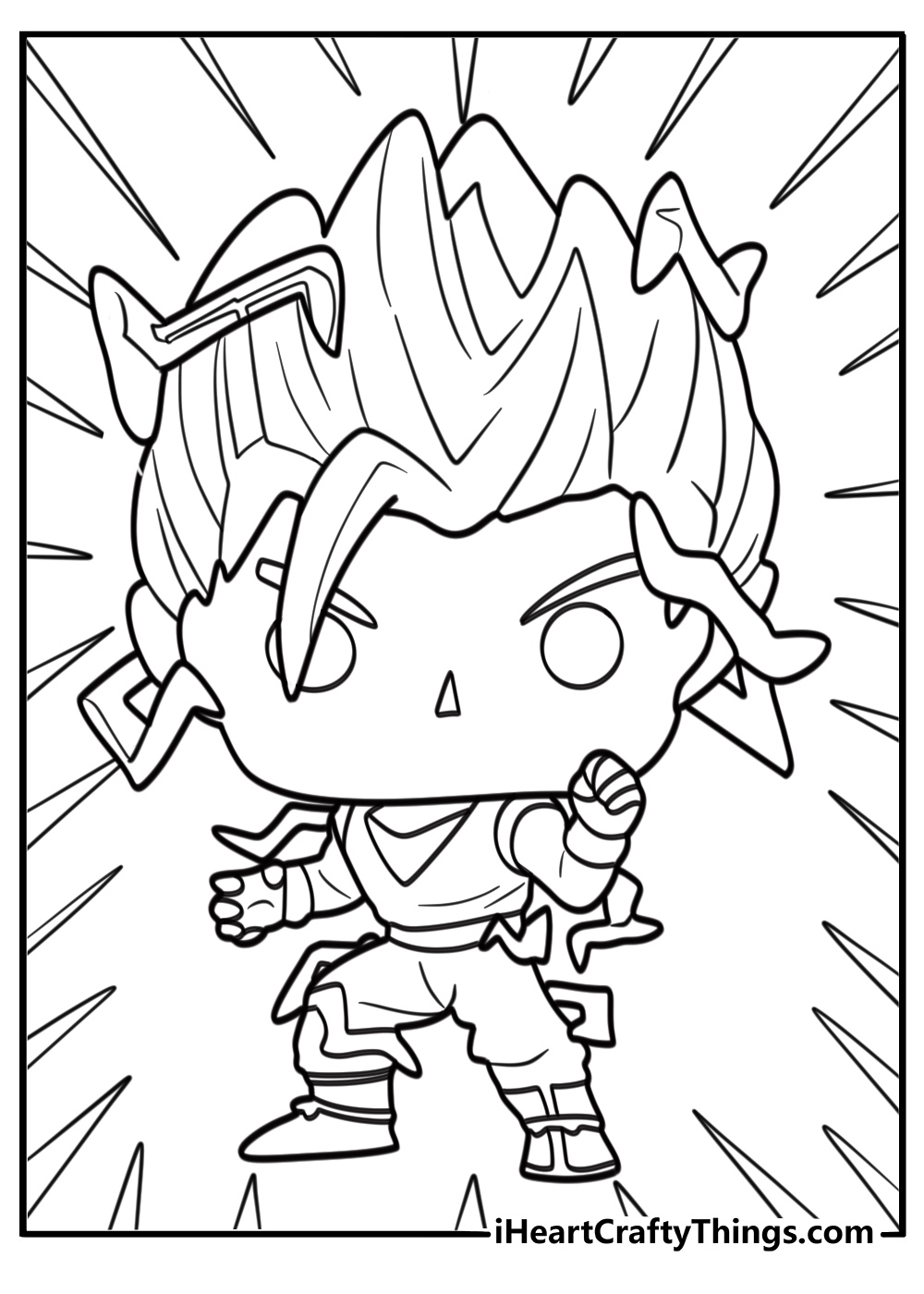 Funko Pop Goku charging energy coloring page