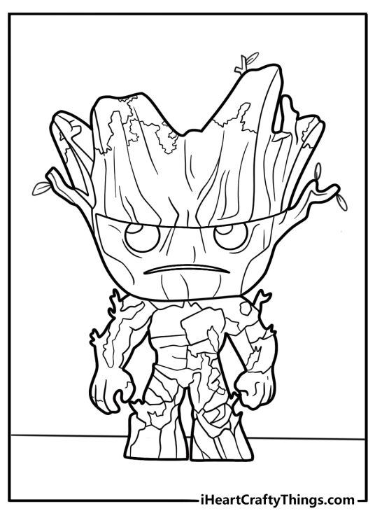 Funko Pop Groot growing vines coloring page
