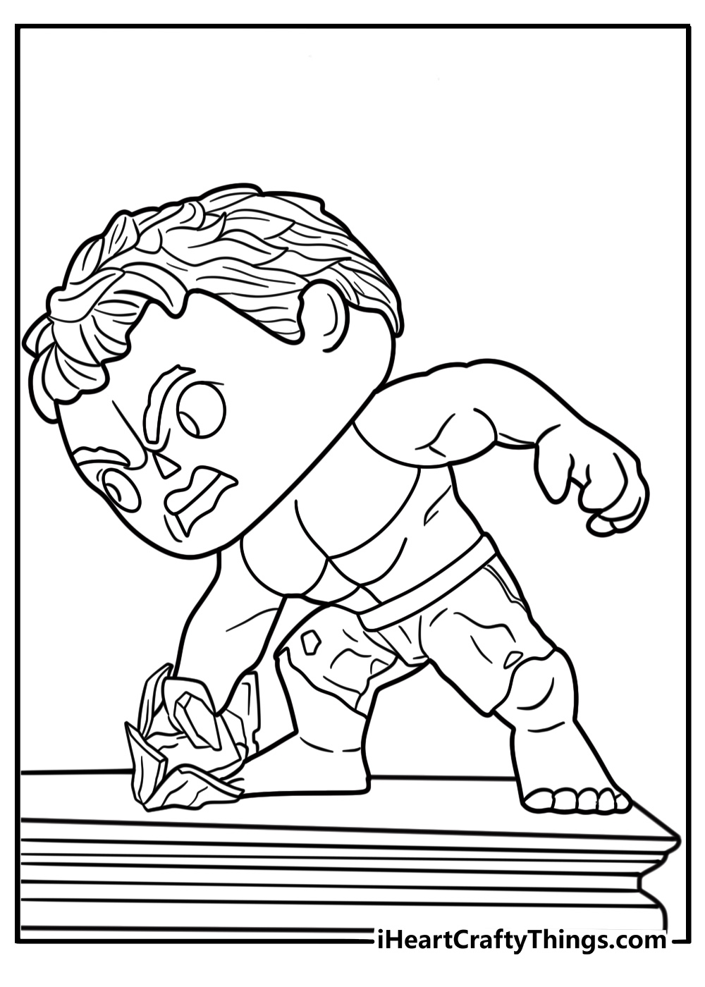 Funko Pop Hulk smashing the ground coloring page