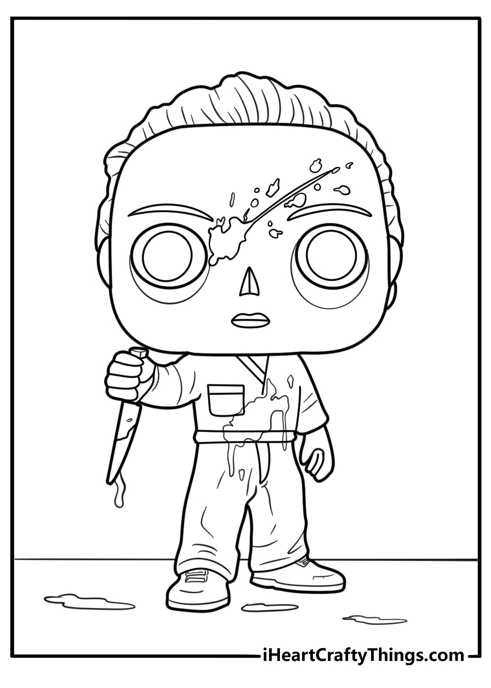 Funko Pop Michael Myers with a knife coloring page