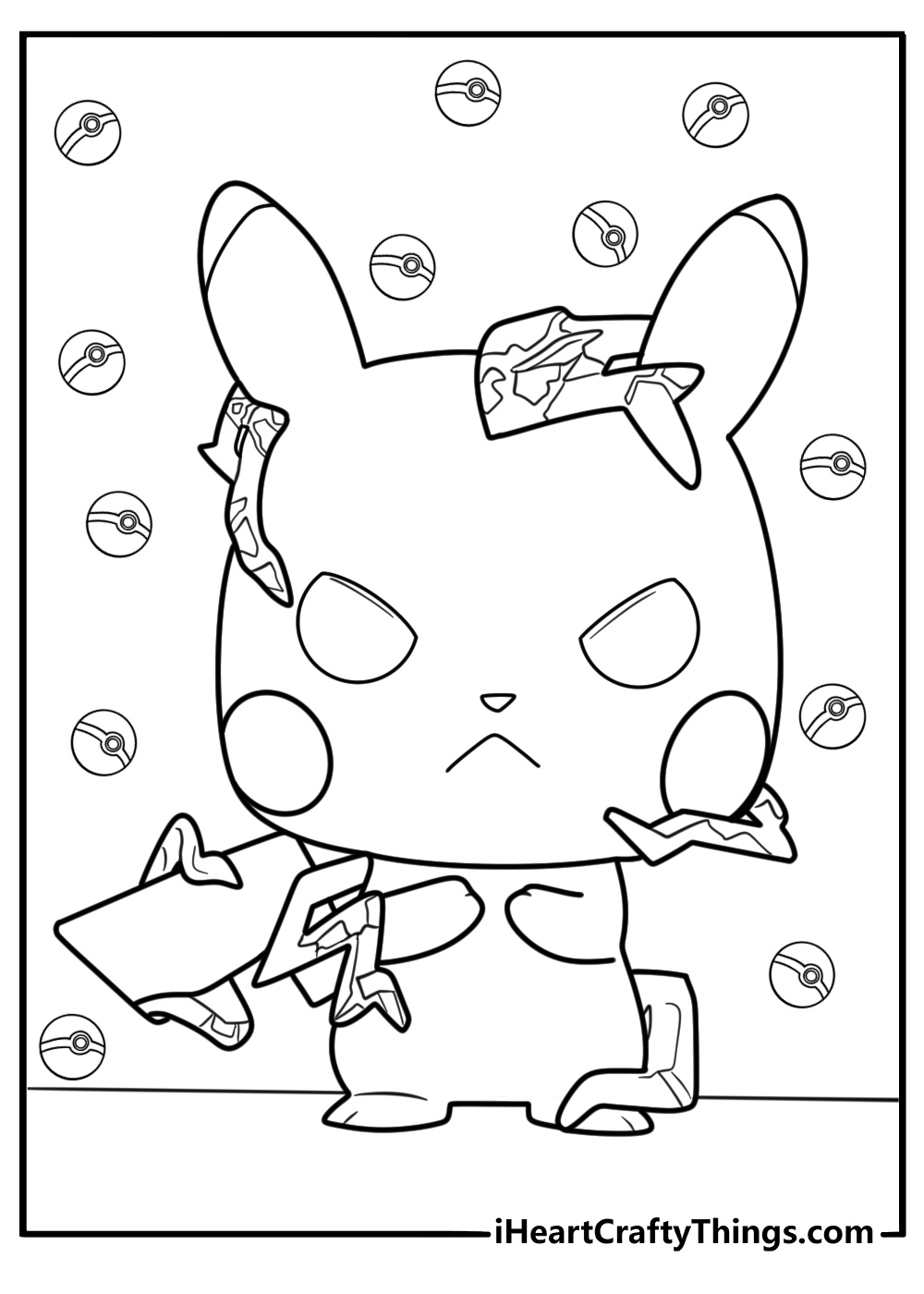Funko Pop Pikachu with electric sparks coloring page