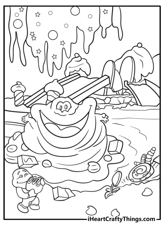 Gloppy sitting in the molasses swamp coloring page