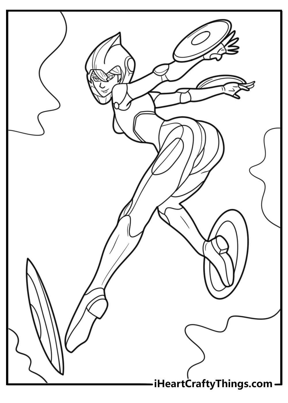 Go Go activating her speed discs coloring page