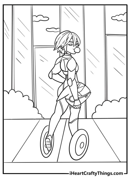 Go Go racing through the city coloring page