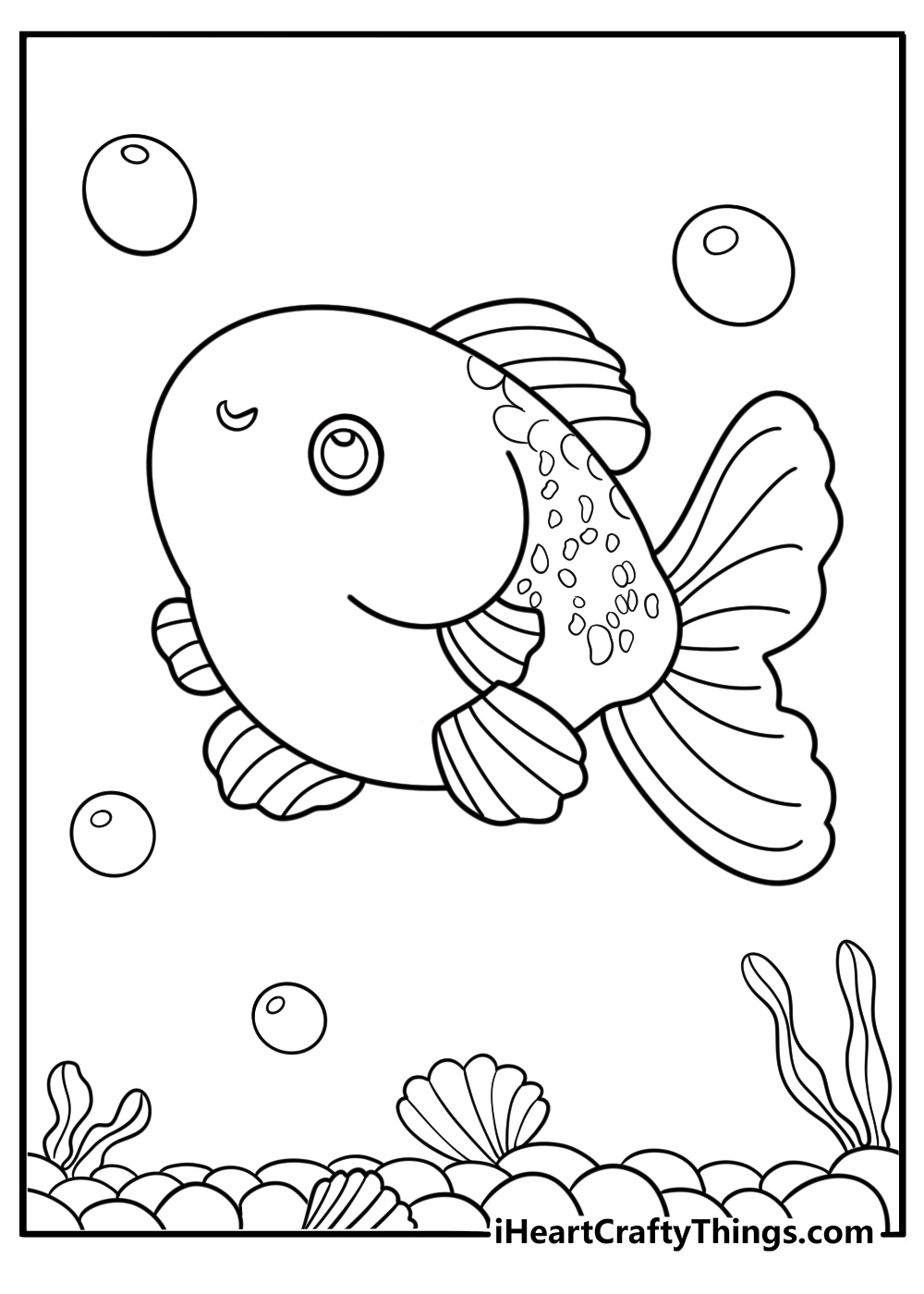 Goldfish blowing bubbles near the surface coloring sheet